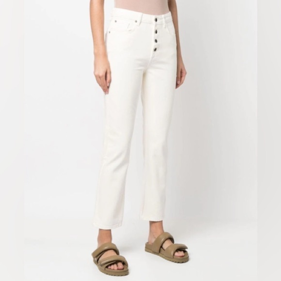 ba&sh Amber High Waisted High Rise Straight Leg Jeans Off White Cream Size 8 - Picture 15 of 16